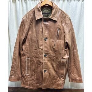Pearlwood Vintage Men's Brown Leather Jacket Mid-Length Size 50 (USA Large ?)